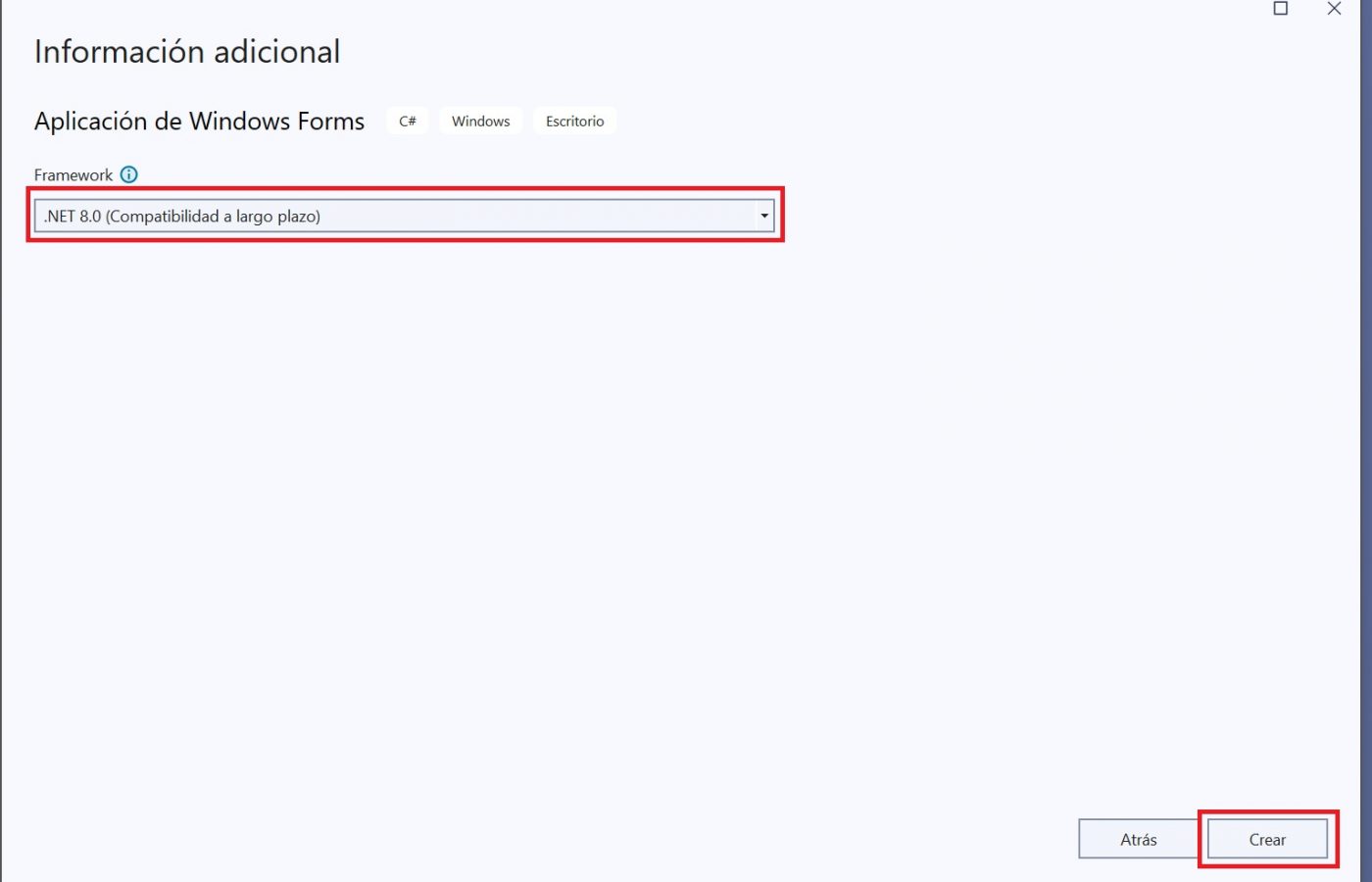 Windows Forms crear Windows Forms crear